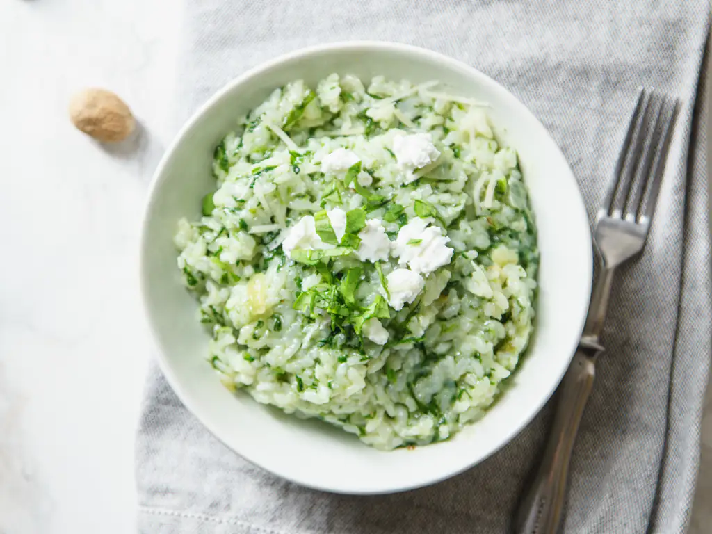 risotto facile au poulet, chèvre et brocoli