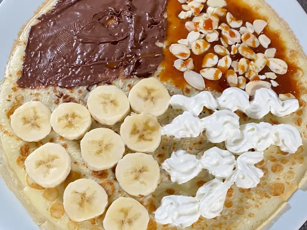 crêpe tortilla banane et pâte à tartiner