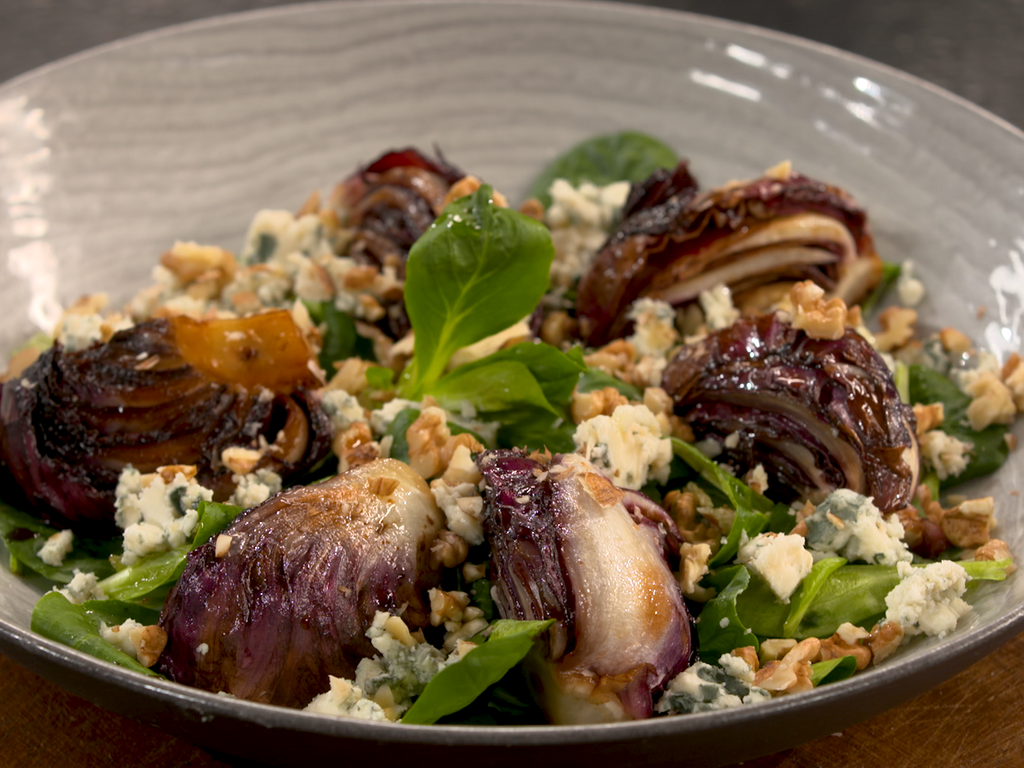 Recette Trevise : Trévise Grillée Roquefort-noix : Recette De Trévise Grillée Roquefort