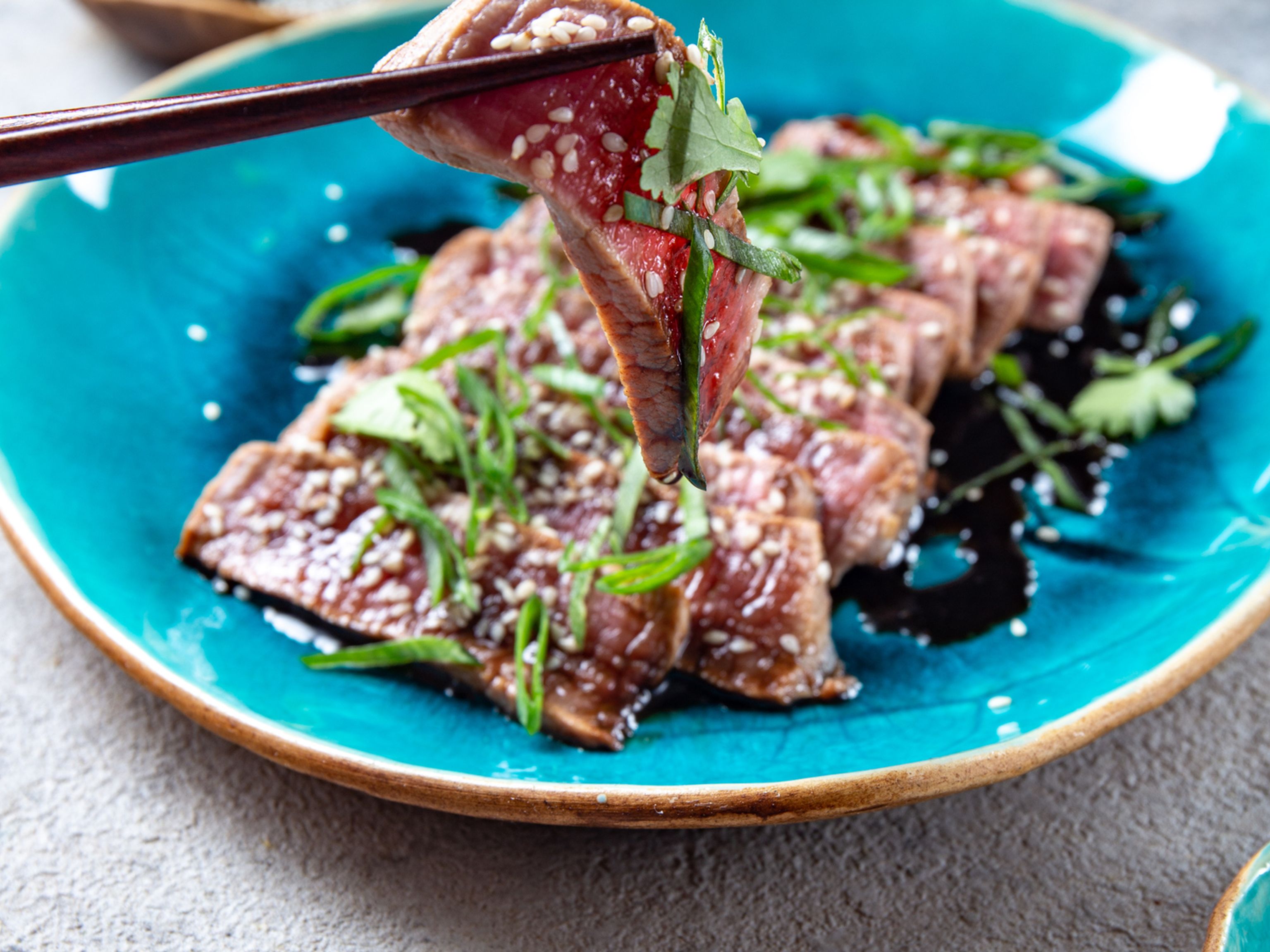 Tataki de bœuf de Kobé, mousseline de carotte Recette de Tataki de bœuf de Kobé, mousseline de