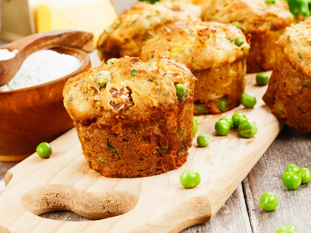 cakes jambon fumé et petits pois