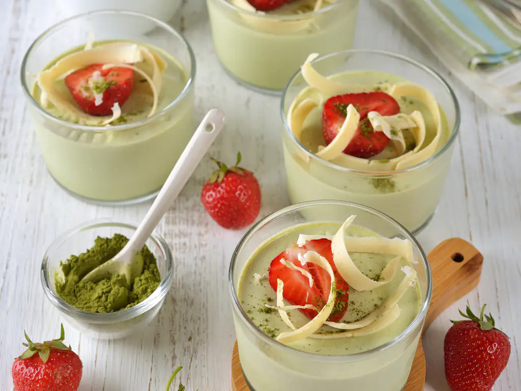 panna cotta thé matcha et noix de coco