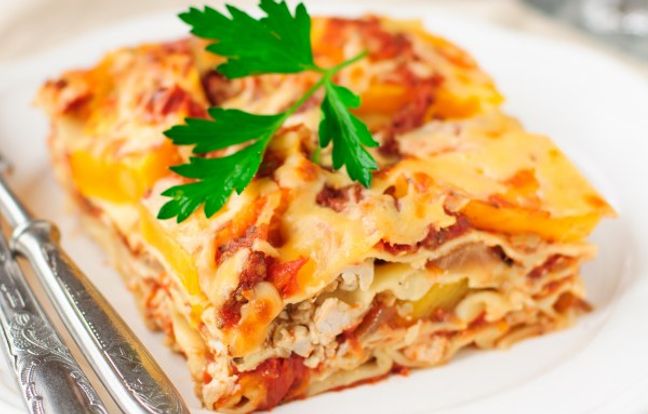 Lasaña de pollo y champiñon