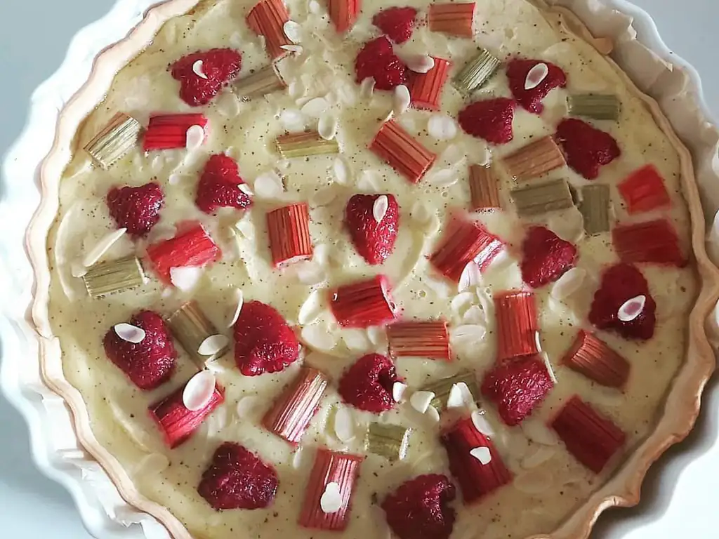 tarte rhubarbe pomme framboise