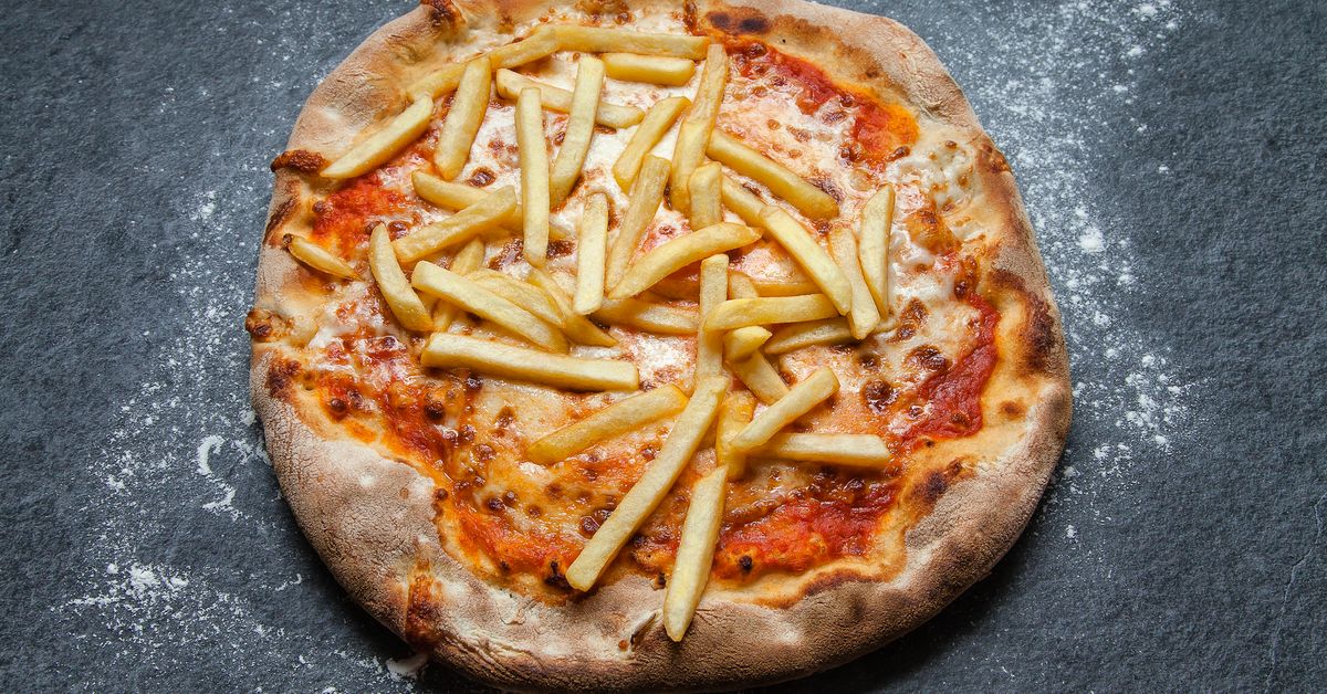Pizza frites et fromage de Herve recette de Pizza frites et fromage