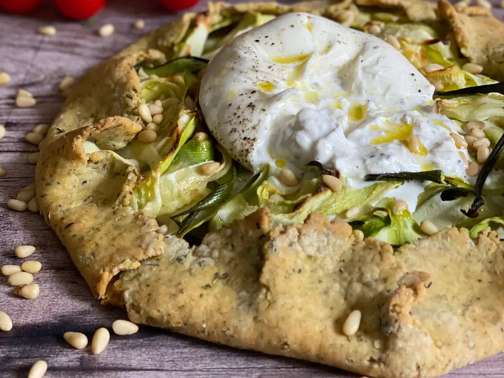 tarte rustique courgettes et burrata crémeuse de marion
