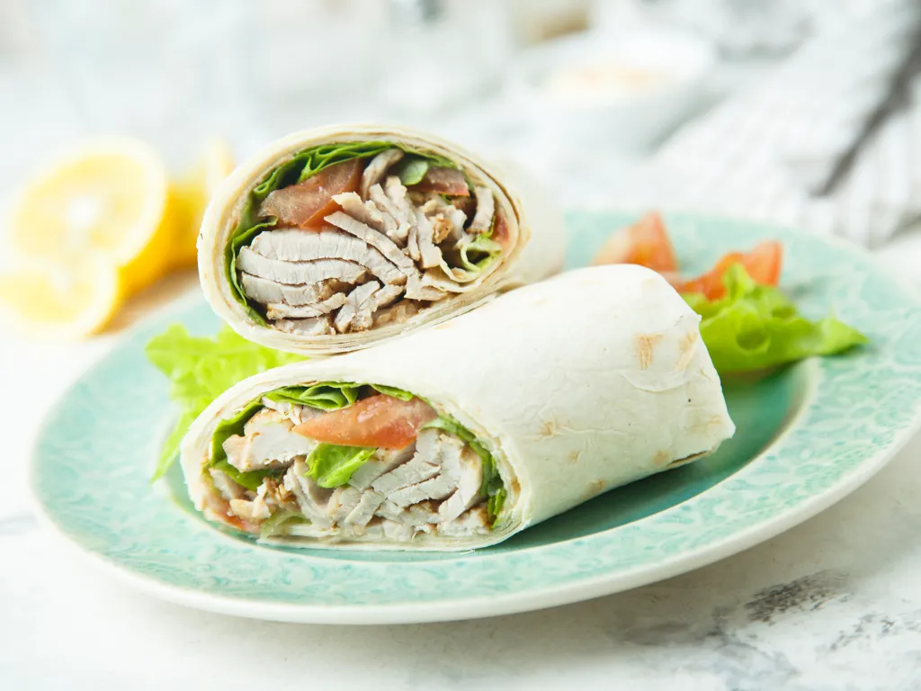 wraps poulet crudités