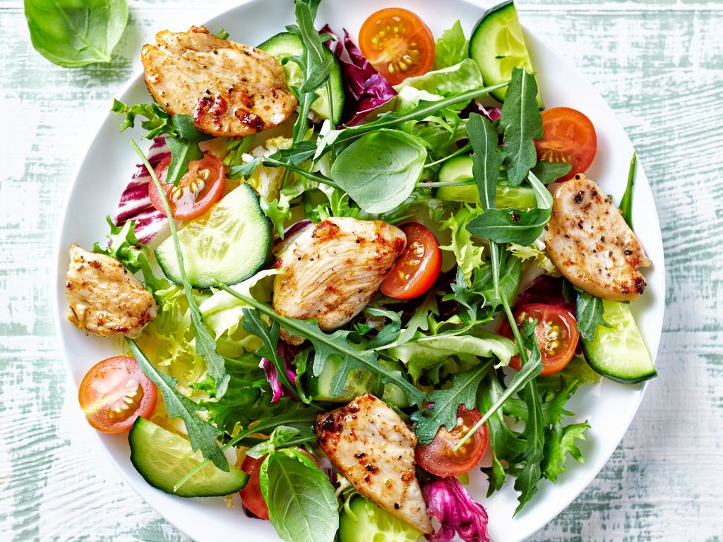 Salade de poulet façon kebab : Recette de Salade de poulet façon kebab