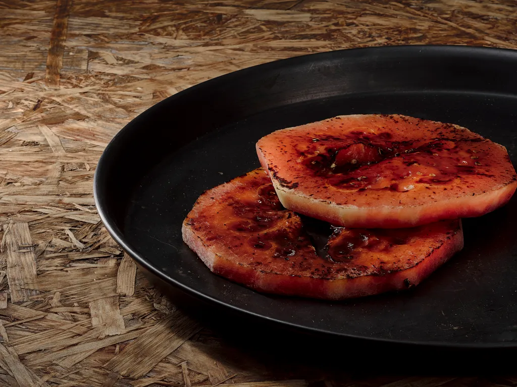 pastèque grillée au barbecue (smoked watermelon ham)