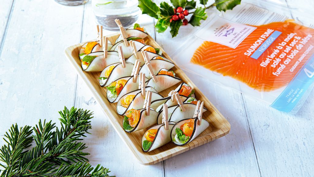 Bouchées de radis noir « Mojito » au saumon fumé