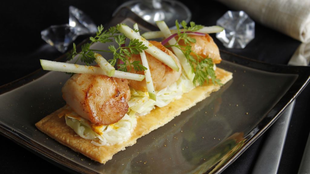 Tartes fines aux poireaux curry et Saint-Jacques