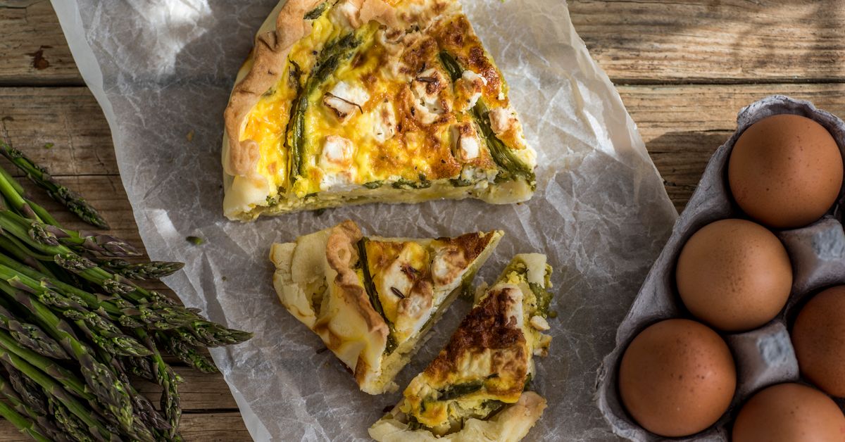 Tarte au chèvre, aux oeufs et aux épinards frais : recette de Tarte au