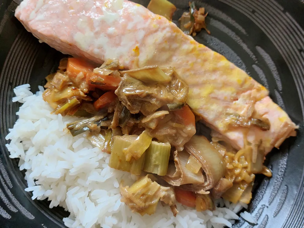 filets de saumon aux échalotes et au safran