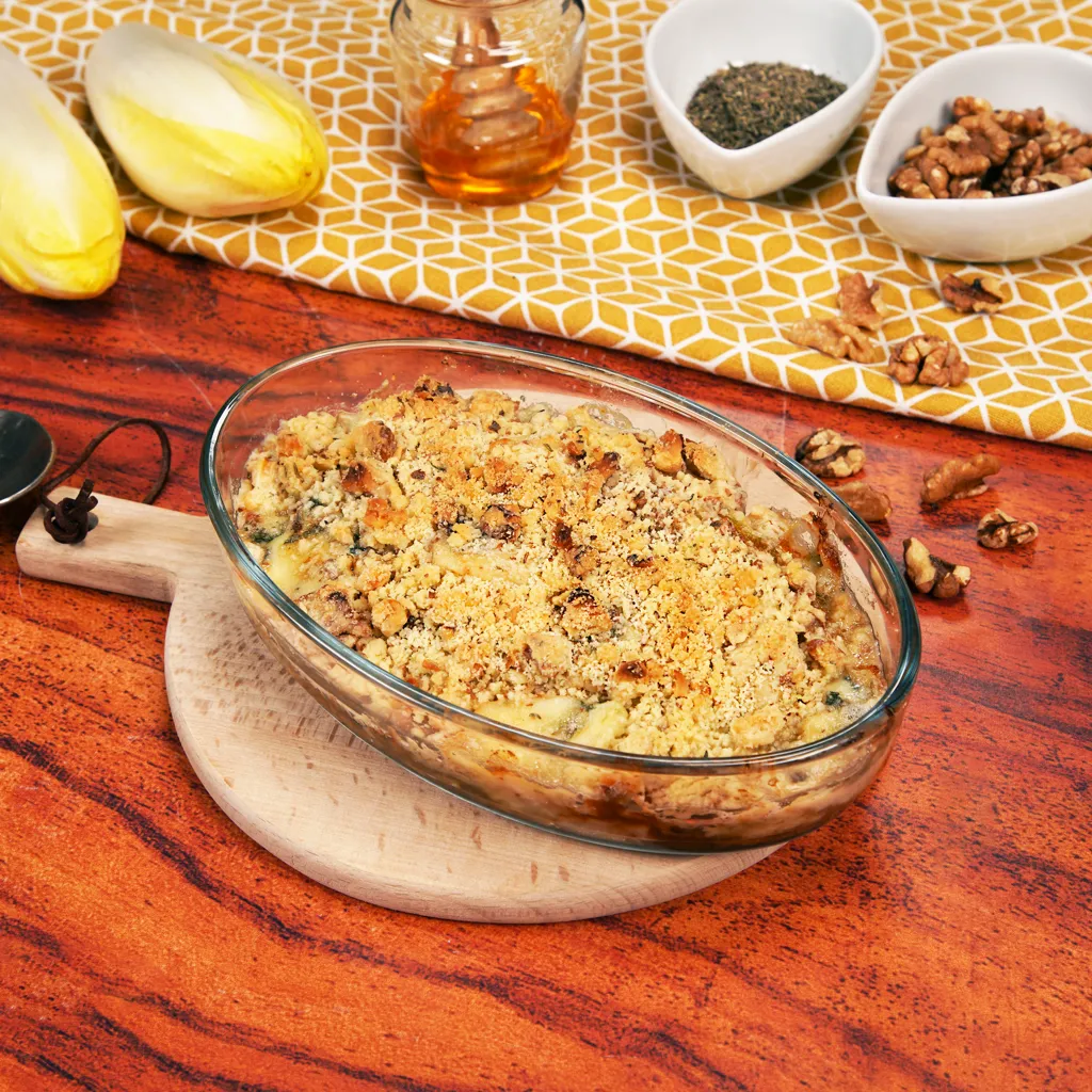 Crumble d’endives au roquefort et noix-image