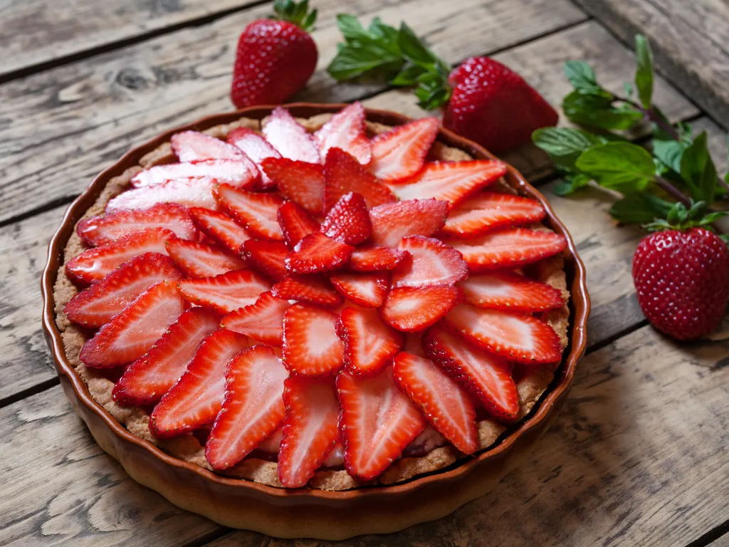 tarte aux fraises et à la crème d'amandes
