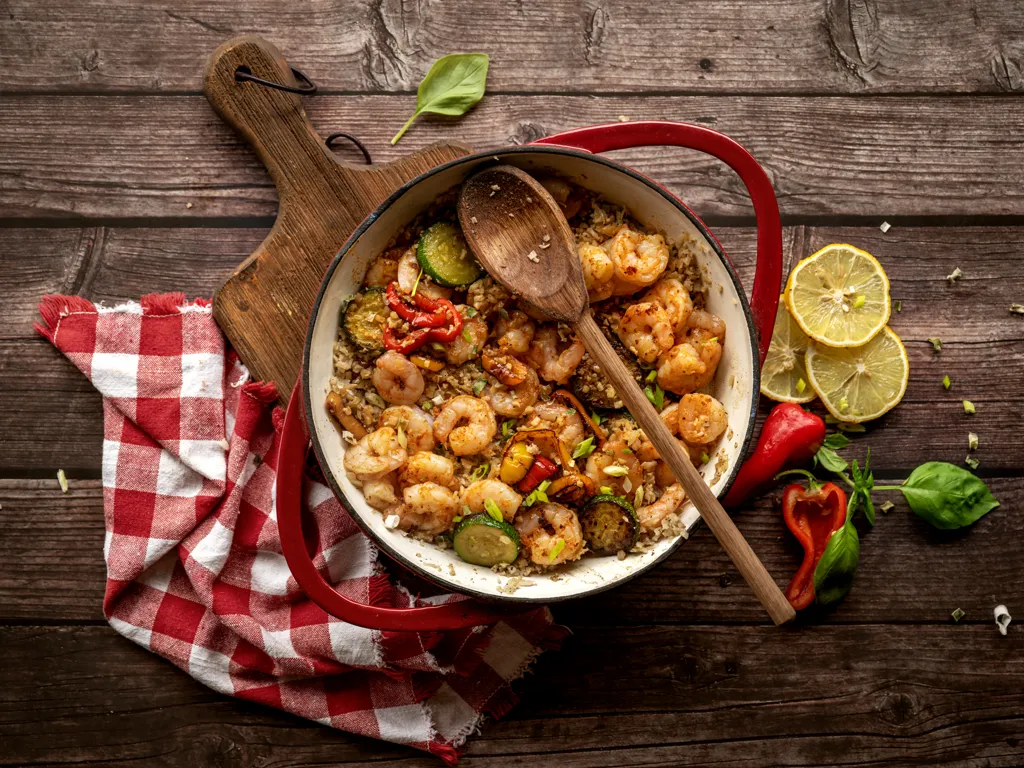 risotto aux crevettes et restes de ratatouille