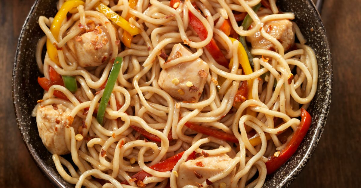 Nouilles chinoises soja et poulet (au wok) facile : recette de Nouilles