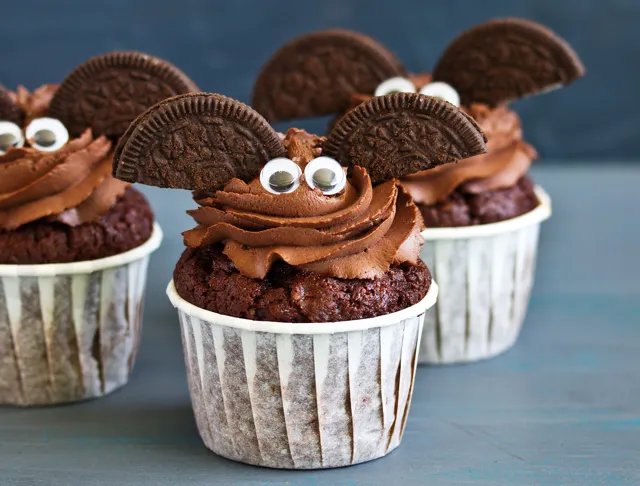 Muffin Halloween chauve-souris au chocolat