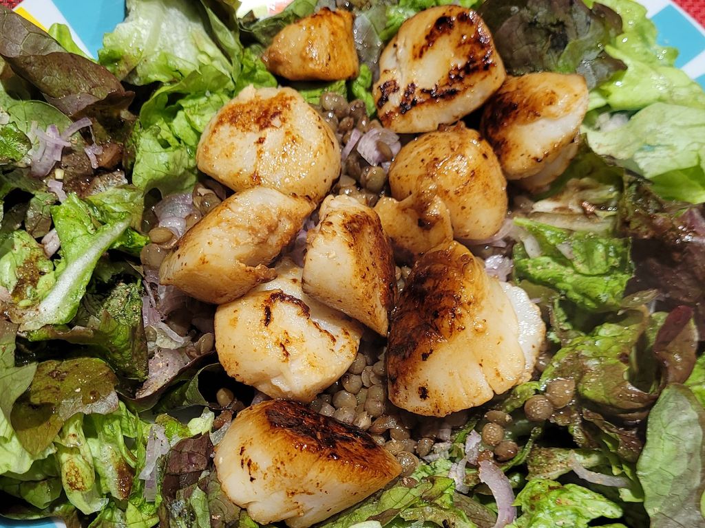 Salade de Saint-Jacques sur lit de lentilles : Recette de Salade de
