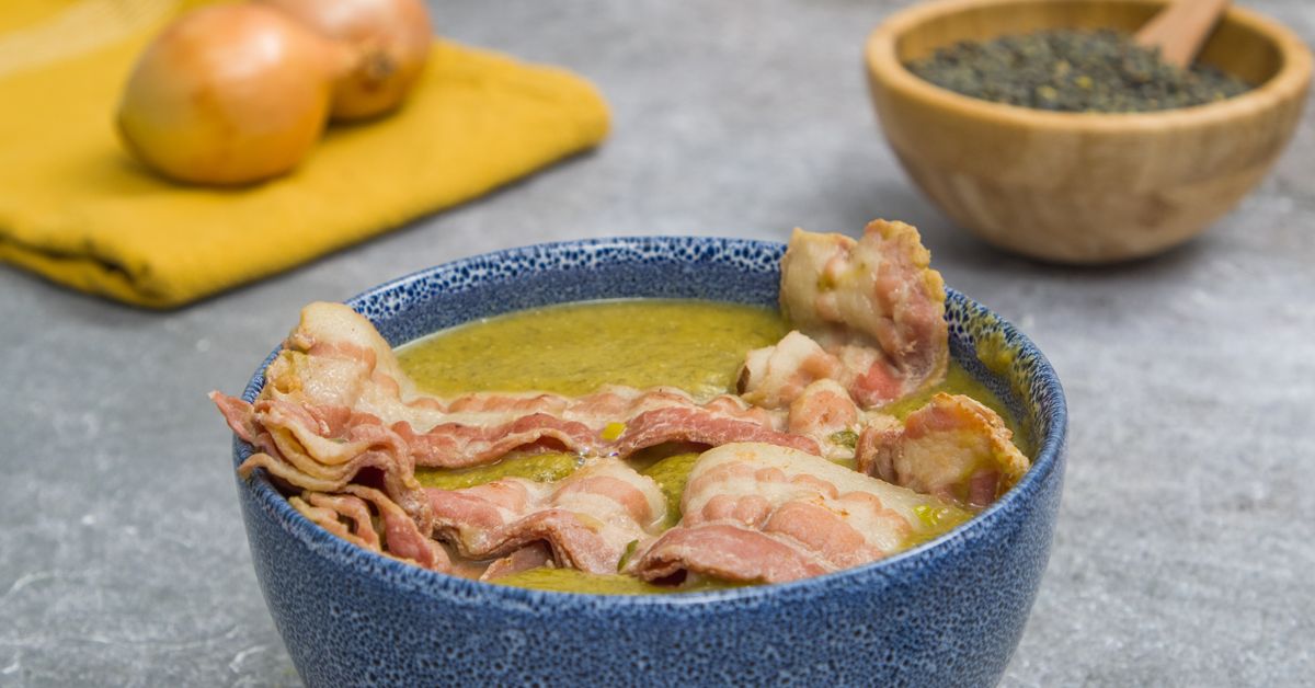 Soupe de lentilles vertes au lard : recette de Soupe de lentilles ...