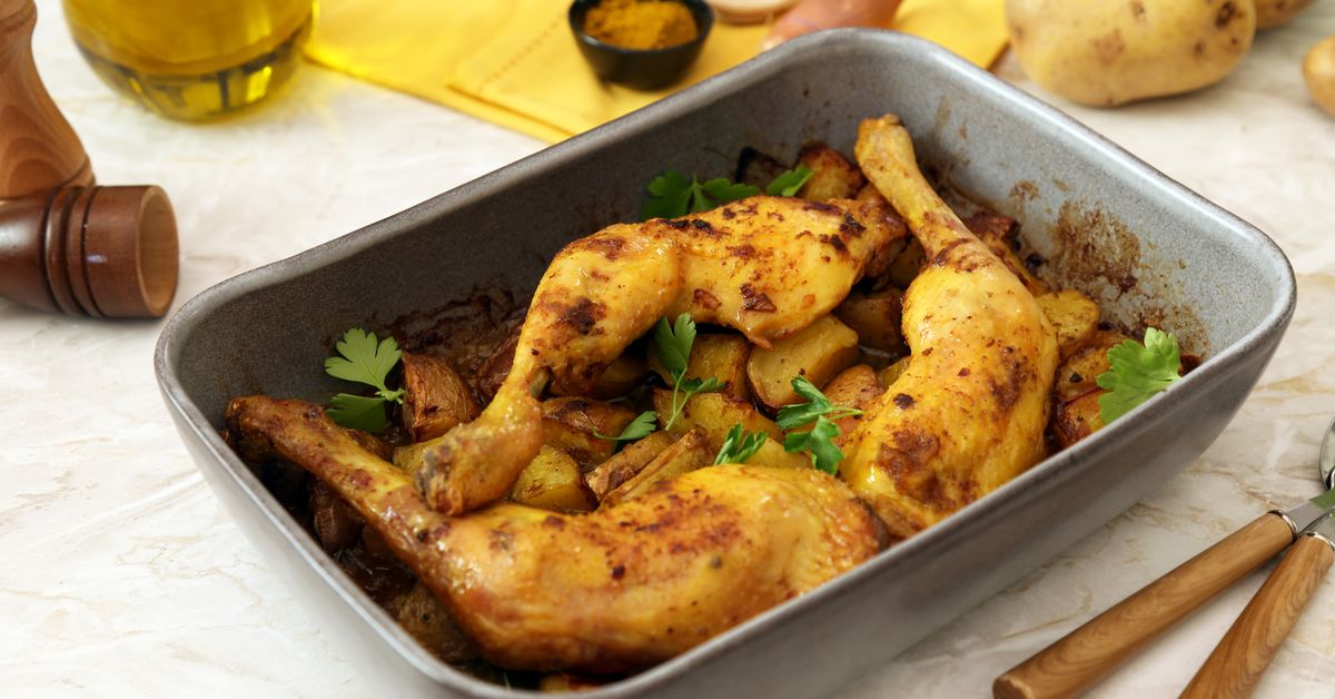 Cuisse de poulet au curry au four facile : recette de Cuisse de poulet
