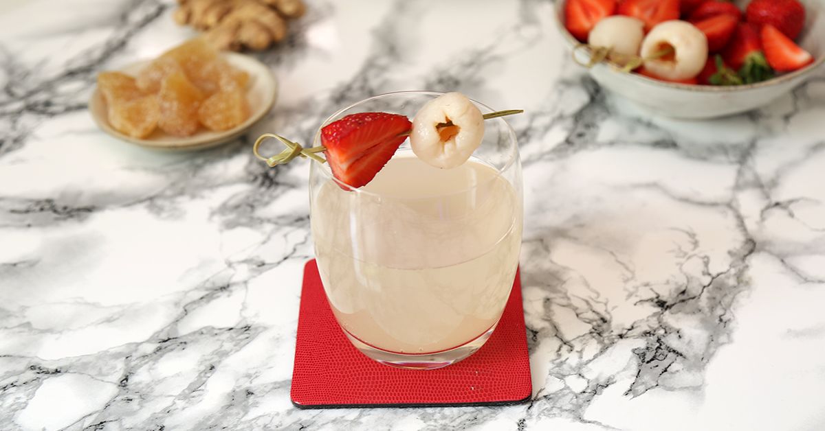 Cocktail litchi, gingembre et champagne recette de Cocktail litchi