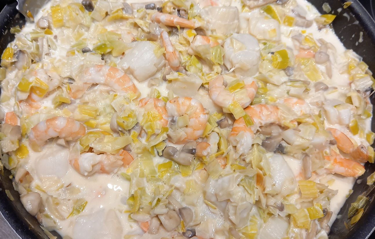 SaintJacques sur fondue de poireaux Recette de SaintJacques sur