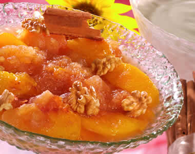 Recette Compote de pêches, pommes et cannelle, notre recette Compote de