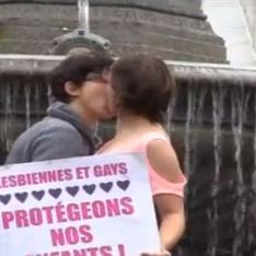 Mariage gay : Elles s’embrassent fougueusement face aux opposants (Vidéo)