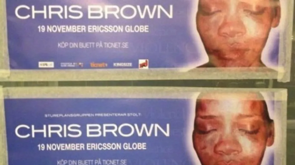Rihanna : Son visage défiguré sur les affiches de Chris Brown (Photos)