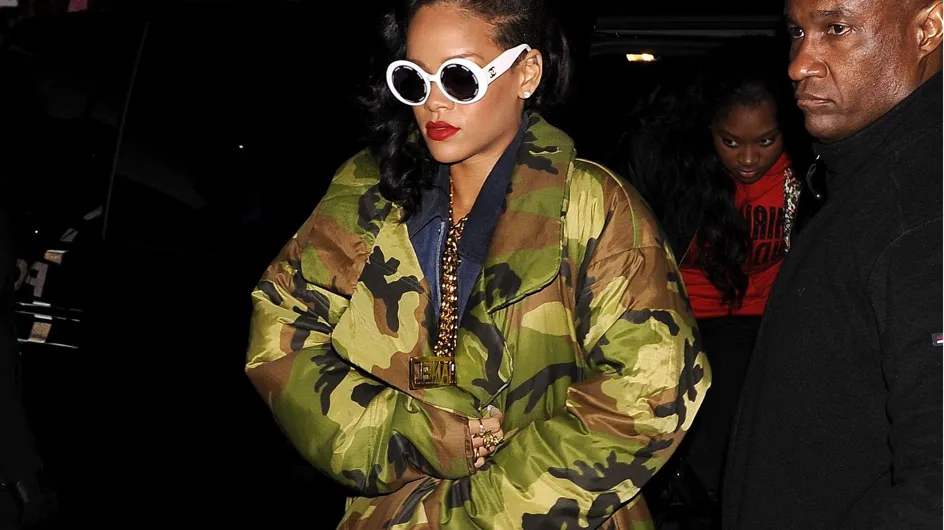 Rihanna : Son look camouflage pour faire la guerre au froid (Photos)