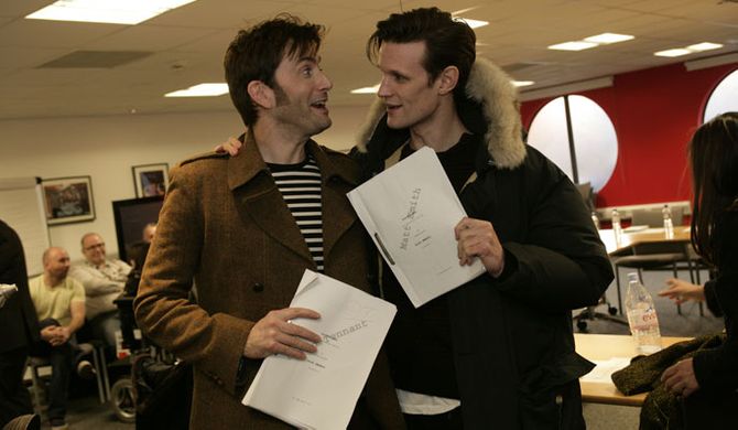 David Tennant and Matt Smith at the read-through