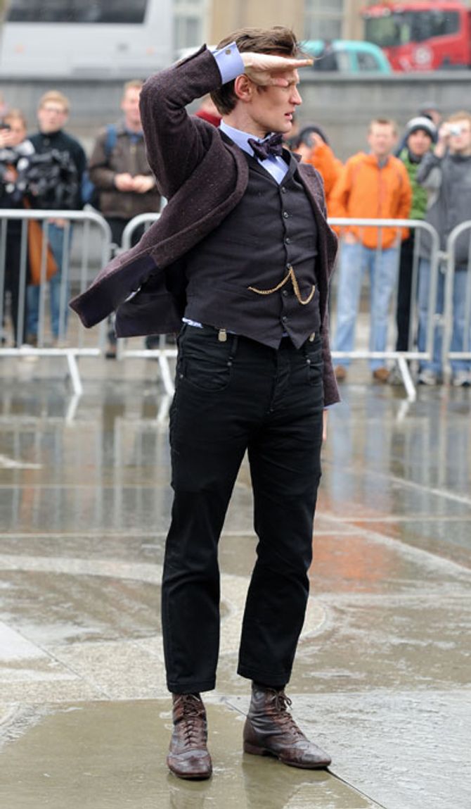 Matt Smith filming in Trafalgar Square