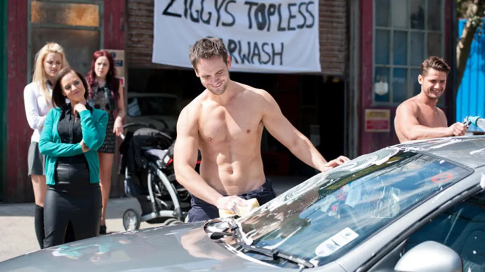 Hollyoaks 12/06 - Ziggy arranges a topless carwash to raise the cash