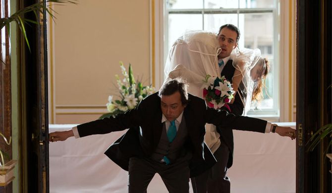Dr Browning literally drags Mercy down the aisle!