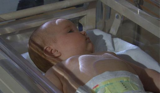 Baby Katy in hospital with meningitis