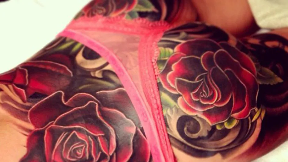 Cheryl Cole reveals huge rose tattoo extends all over her bum!