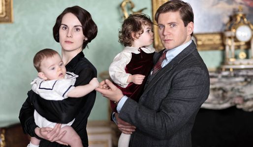 Lady Mary and Tom Branson with their children in series 4
