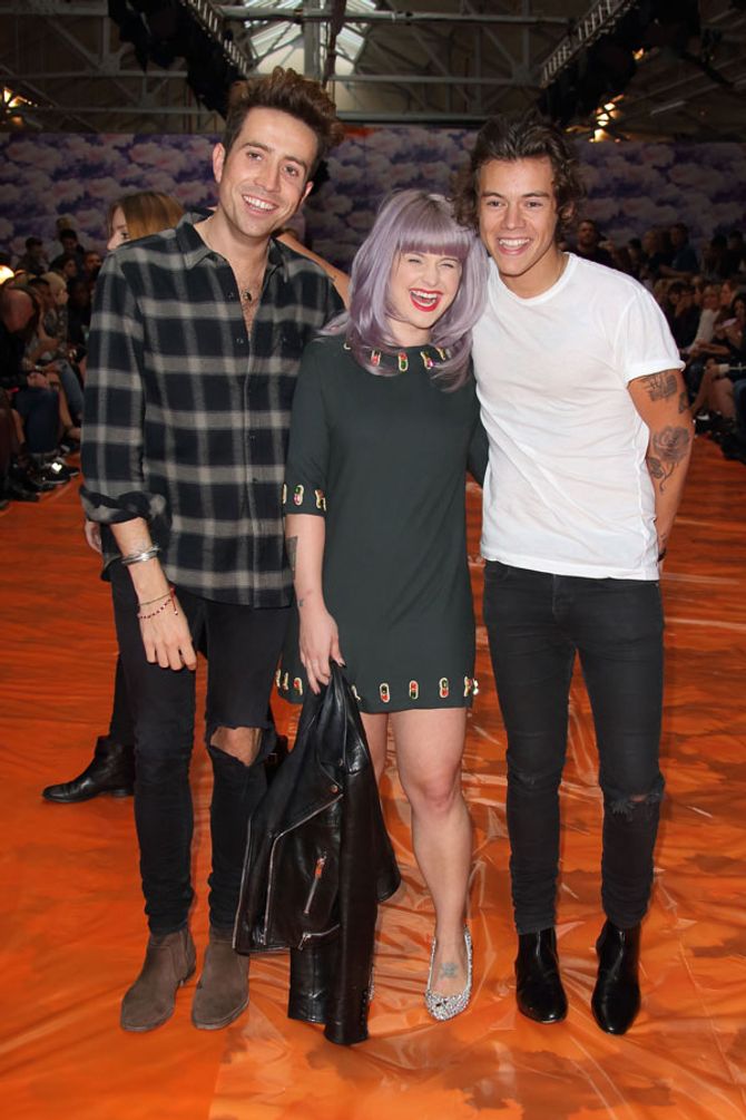 Nick Grimshaw, Kelly Osbourne and Harry Styles