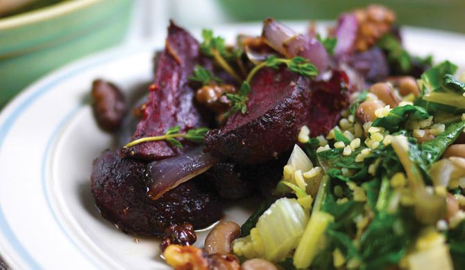 Gousto's Honey Roasted Beetroot with Bulgar, Crunchy Walnuts & Beans