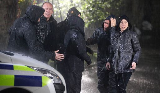 PC Barnes runs to PC Harrison and radios for help