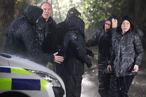 PC Barnes runs to PC Harrison and radios for help