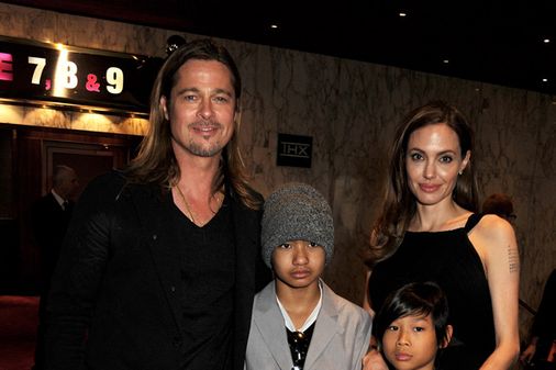 Brad Pitt and Angelina Jolie with their children