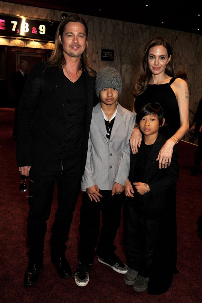 Brad Pitt and Angelina Jolie with their children