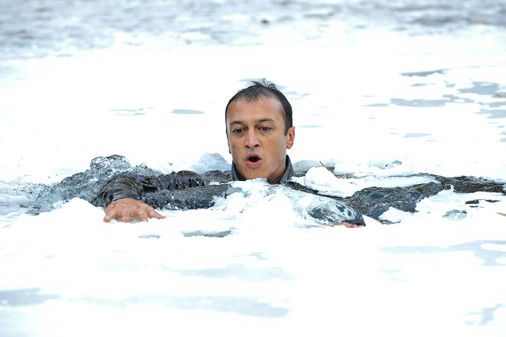 Jai falls through the ice