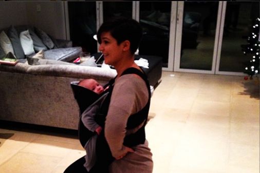Frankie Sandford and baby Parker