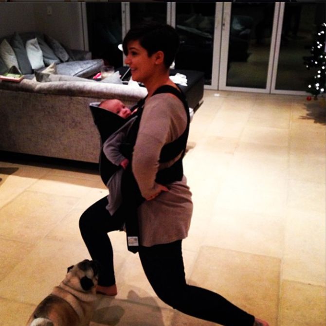 Frankie Sandford and baby Parker