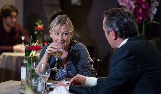 Carol and David enjoy a flirty meal