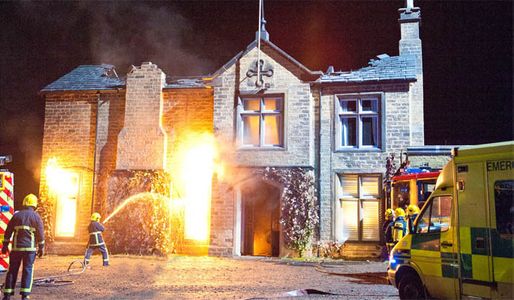The fire at Home Farm rages