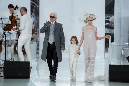 Karl Lagerfeld, Hudson Kroenig & Cara Delevingne